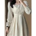 thumbnail image 4 of Vestido de Jacquard estilo Hibon vintage francés, recién llegado, elegante y a la moda, vestido largo adelgazante para mujer, 4 of 5