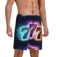 thumbnail image 2 of Kdxio 777 Print Mens Sleep Shorts Bottoms Soft Comfy Pajama Wear Pants with Drawstring Pockets, 2 of 7