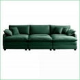 thumbnail image 2 of Mid-Century Modern 3-Seater Sectional Sofa – Green Corduroy Fabric with 5 Pillows for Living Room Style & Comfort, 2 of 14