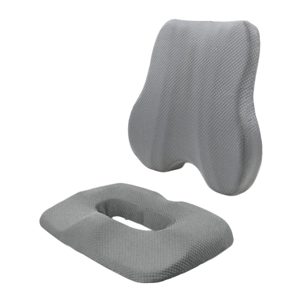 Cojín para silla de oficina con respaldo y soporte para asiento, almohadilla antideslizante para coche y Gris