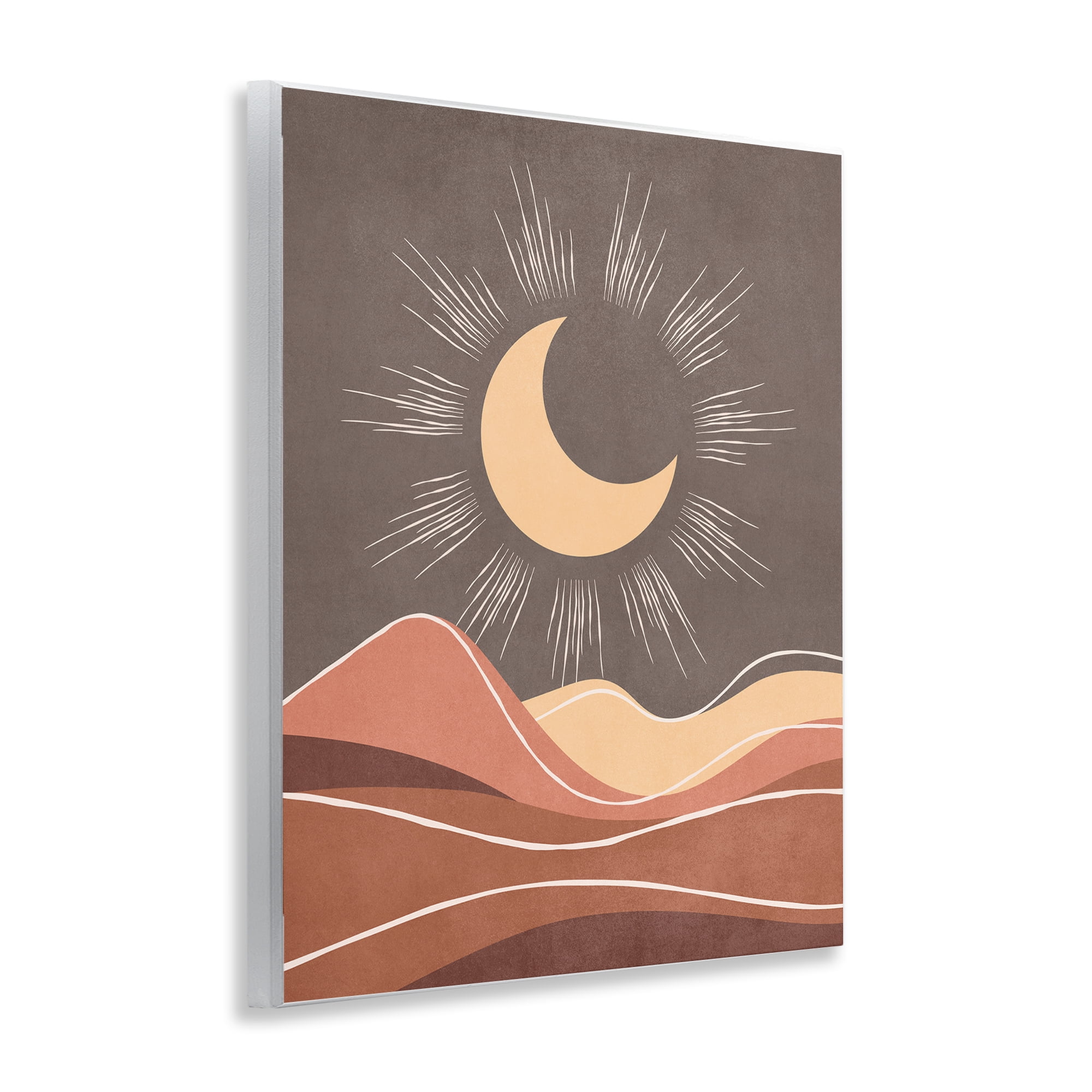 Stupell Industries Boho Moon over Desert Landscape & Nature Painting Unframed Art Print Wall Art, 11 x 14