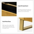 thumbnail image 3 of 50" Storage Bench with Gold Base 2 Round Pillows Upholstered Tufted Bedroom Ottoman End of Bed Entryway Living Room Mustard, 3 of 7