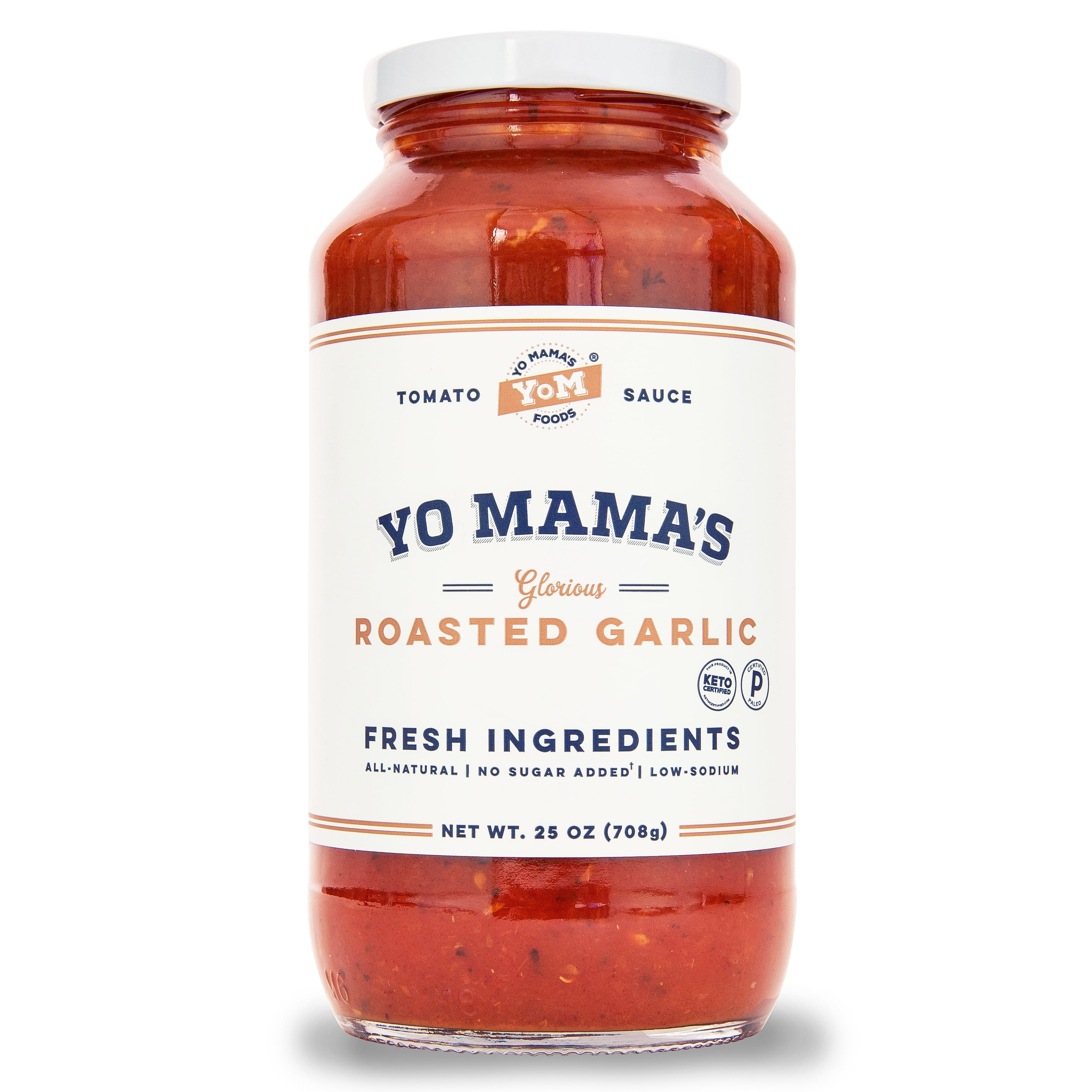 Yo Mama's Foods Keto, No Sugar Added Roasted Garlic Pasta Sauce, 25 oz