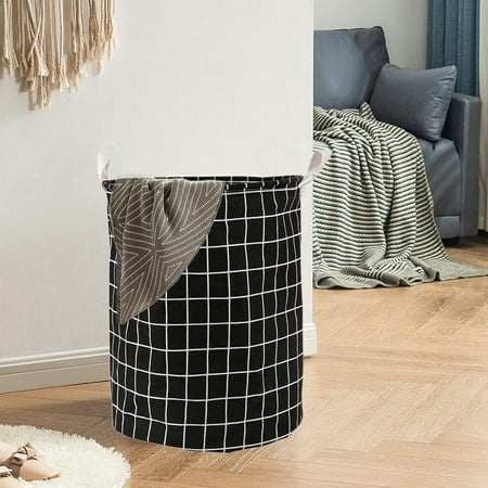 Foldable Round Laundry Hamper Collapsible Storage Basket with Handles Toy Bin for Nursery Bedroom and Dorm Room Decor