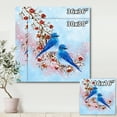 thumbnail image 4 of Designart ' Two Blue Birds Sitting On A Branch With Berries In Winter ' Traditional Canvas Wall Art Print, 4 of 4