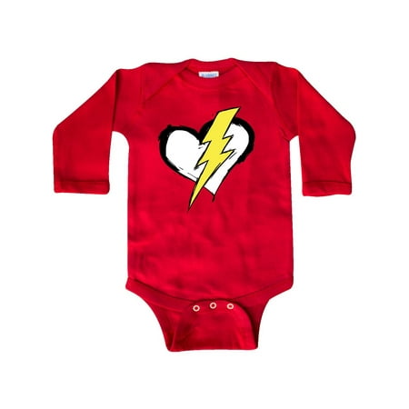 

Inktastic Lightning bolt heart Gift Baby Boy or Baby Girl Long Sleeve Bodysuit