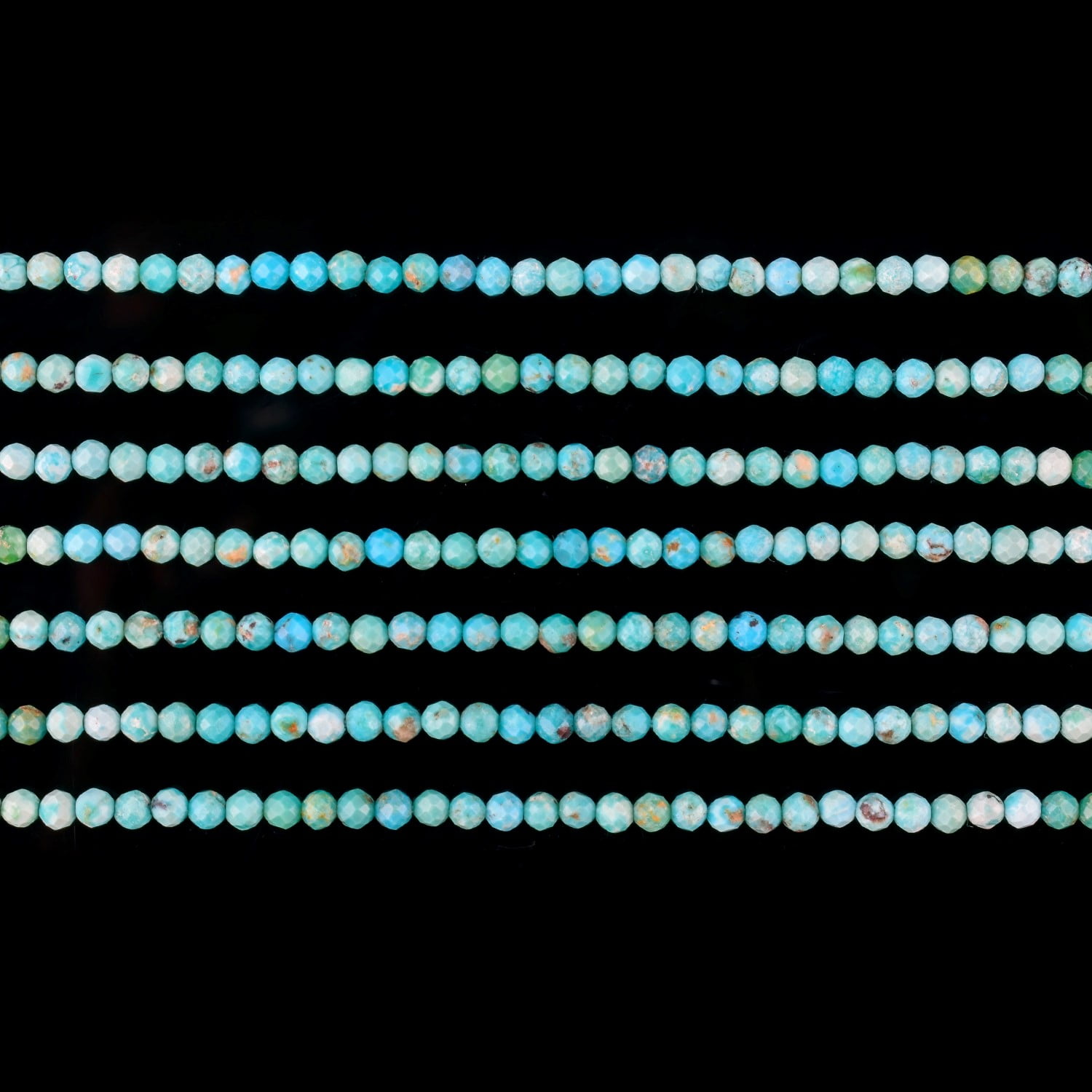 QNAVIC Shaded Turquoise Gemstone Micro Faceted Rounds Beads Strand Drilled Stone Chakra Healing Crystals DIY Jewelry Making Wholesale Bulk Loose Supply Strand 30 Centimeter (1 Strand)