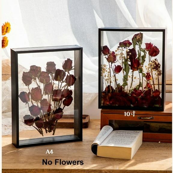 4cm Deep Transparent Shadow Box Frames Bouquet Display Flower Case Deep for Crafts 3D Picture Memorabilia Memory Wooden Tabletop