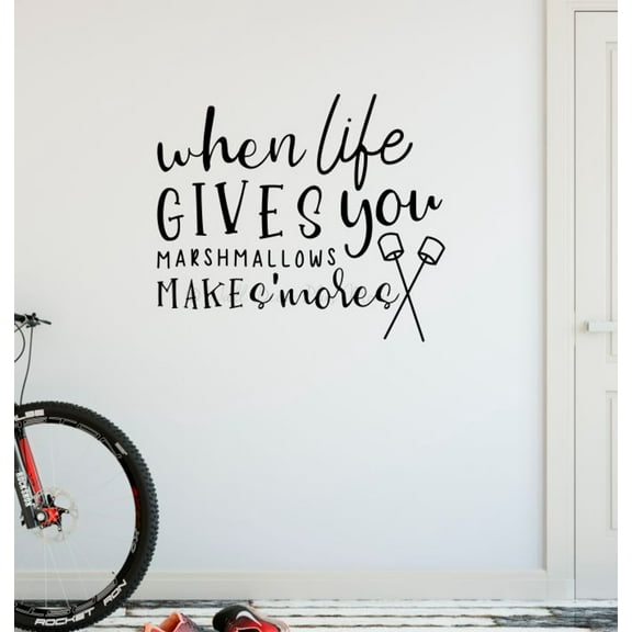 Life Gives Marshmallows Make S'mores RV Decals - Vinyl Camper Decals - RV Camper Decals Sayings for Wall Decor - Decals for RV Trailers - Vintage RV Art Vinyl Graphics for RV, 23x20-Inch, Black