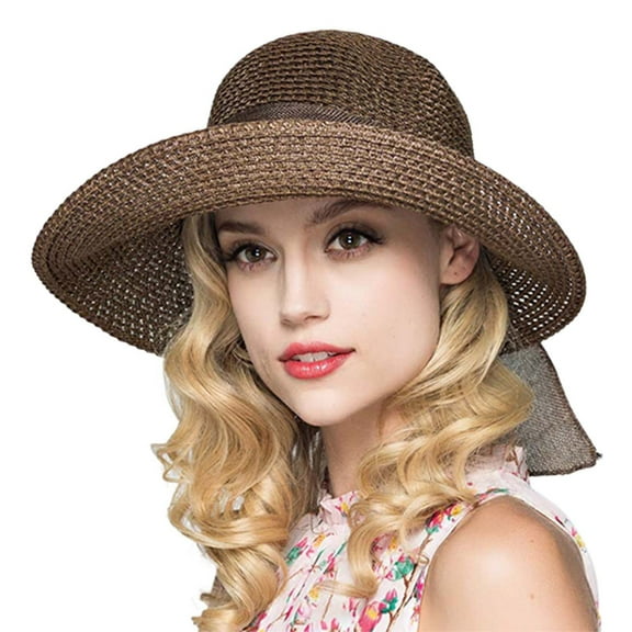HAIJIE summer hat Women's Bowknot Beach Sun Hat Fisherman Hat Summer Sunshade Women's Sun Hat Hats for Women Men Floppy Hat Women's Large Hat Tennis Hats Men Floppy Visor Ponytail Hats Women Raffia V