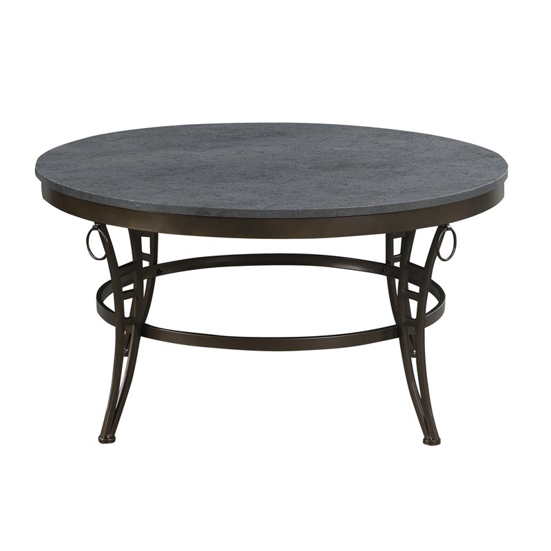 Gallagher Cinder Gray 35 Round Coffee Table With Round Table Top And Metal Legs Walmart Com Walmart Com