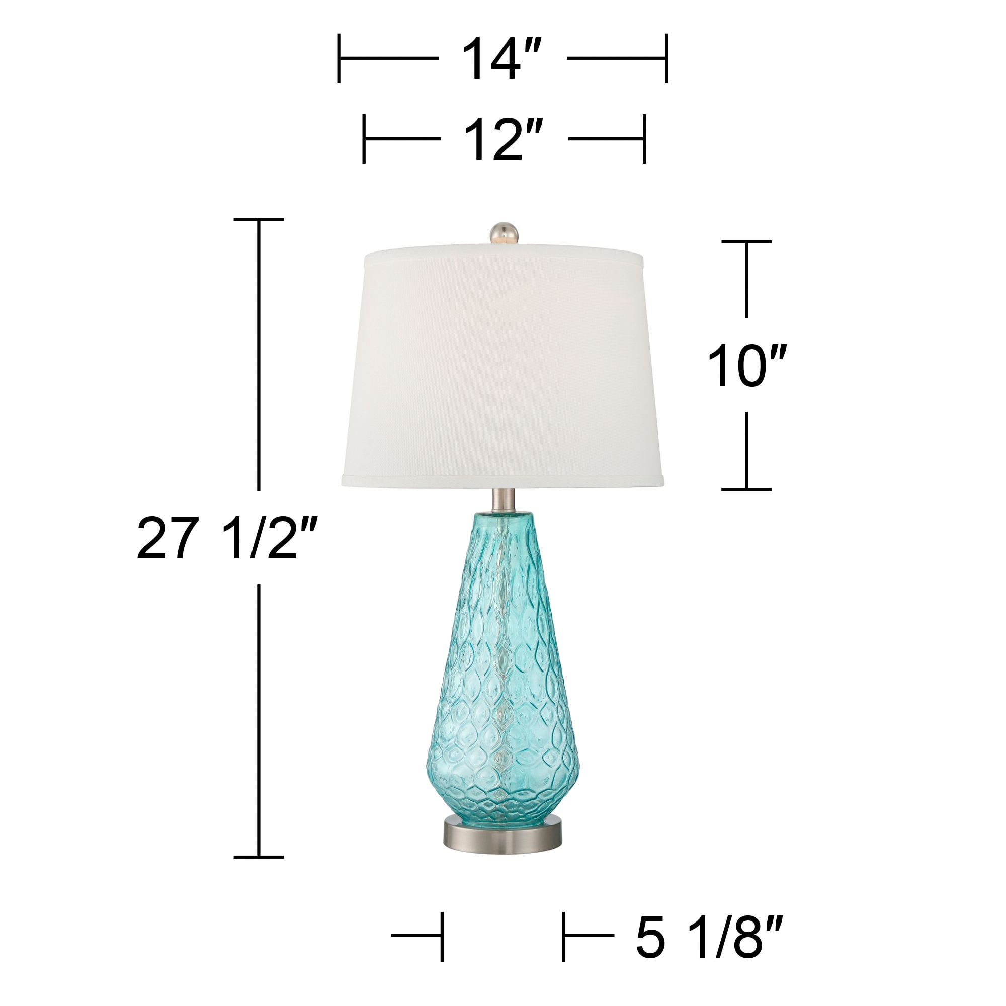 360 Lighting Dylan 27 1/2" Tall Modern Coastal Table Lamps Set of 2 WiFi Smart Socket Blue Glass Living Room Bedroom White Shade