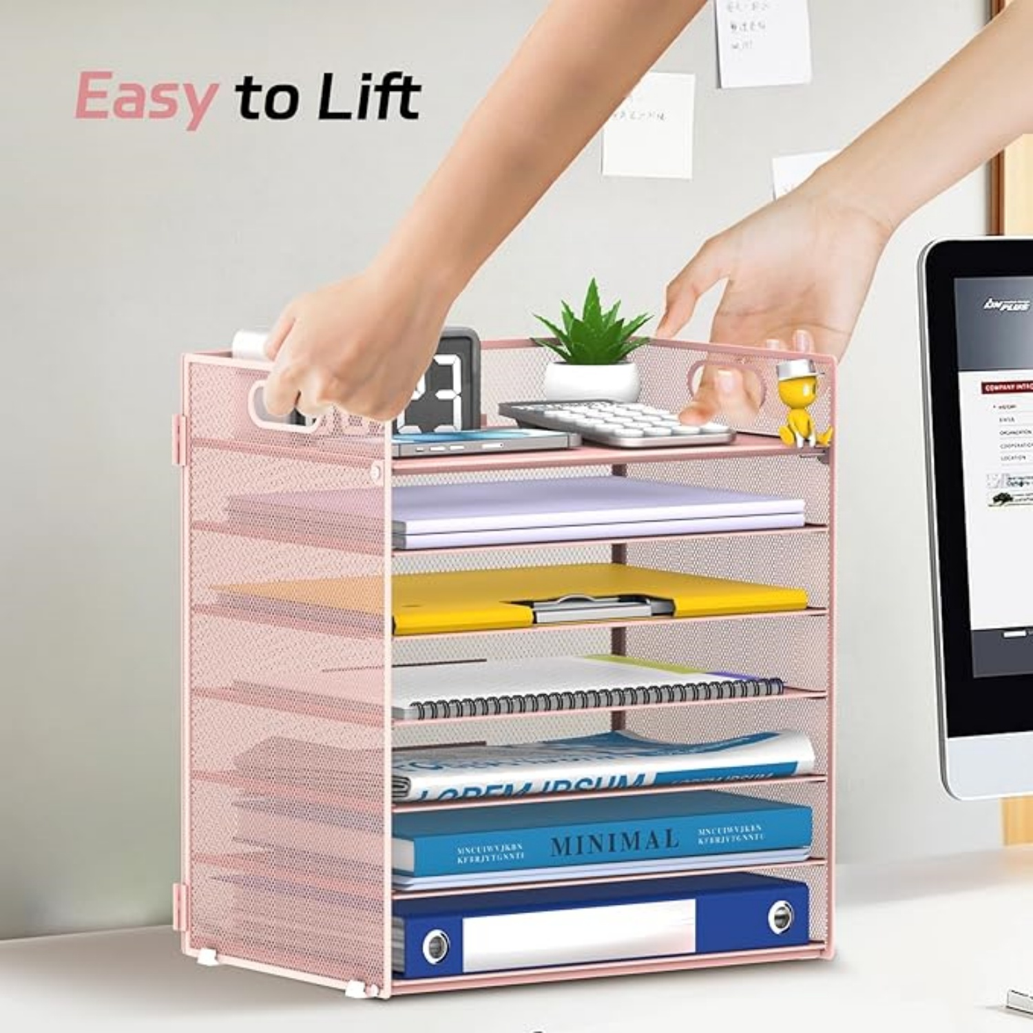 INTIGE 7 Tier Paper Organizer, Mesh Desktop File Holder with Handles for Office