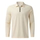 thumbnail image 4 of Camisa informal de manga larga para hombre: cuello vuelto, detalle de cremallera, color liso, poliéster, oficina/ocio, tallas 10-20 (EE. UU.), 4 of 7