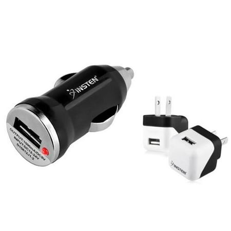 Black Home Travel Charger - Insten Black USB Travel Home AC Wall + Car Charger Adapter For iPhone 6S Plus 6 Plus 5S 7 / Motorola Moto G4 Plus / Coolpad Rogue Catalyst / Samsung Galaxy On5 J7 J3 J1 (2-in-1 Accessory Bundle)