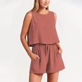 thumbnail image 2 of biudgviw Lounge Sets for Women Crewneck Crop Tank Top and Drawstring Shorts Matching Set Sleeveless Two Piece Beach Vacation Outfits, 2 of 6