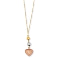 thumbnail image 1 of 14K Tri Color Gold Tri-color Ropa Diamond Cut Beads & Heart w/ 2in Ext Necklace 16 Inch, 1 of 2