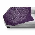 thumbnail image 3 of Purple Mandala Soft Flannel Fleece Throw Blanket, Lacework Curlicue Design with Abstract Curves and Waves Print, Cozy Plush for Indoor and Outdoor Use, 60" x 80", Purple and Pale Mauve, by Ambesonne, 3 of 6