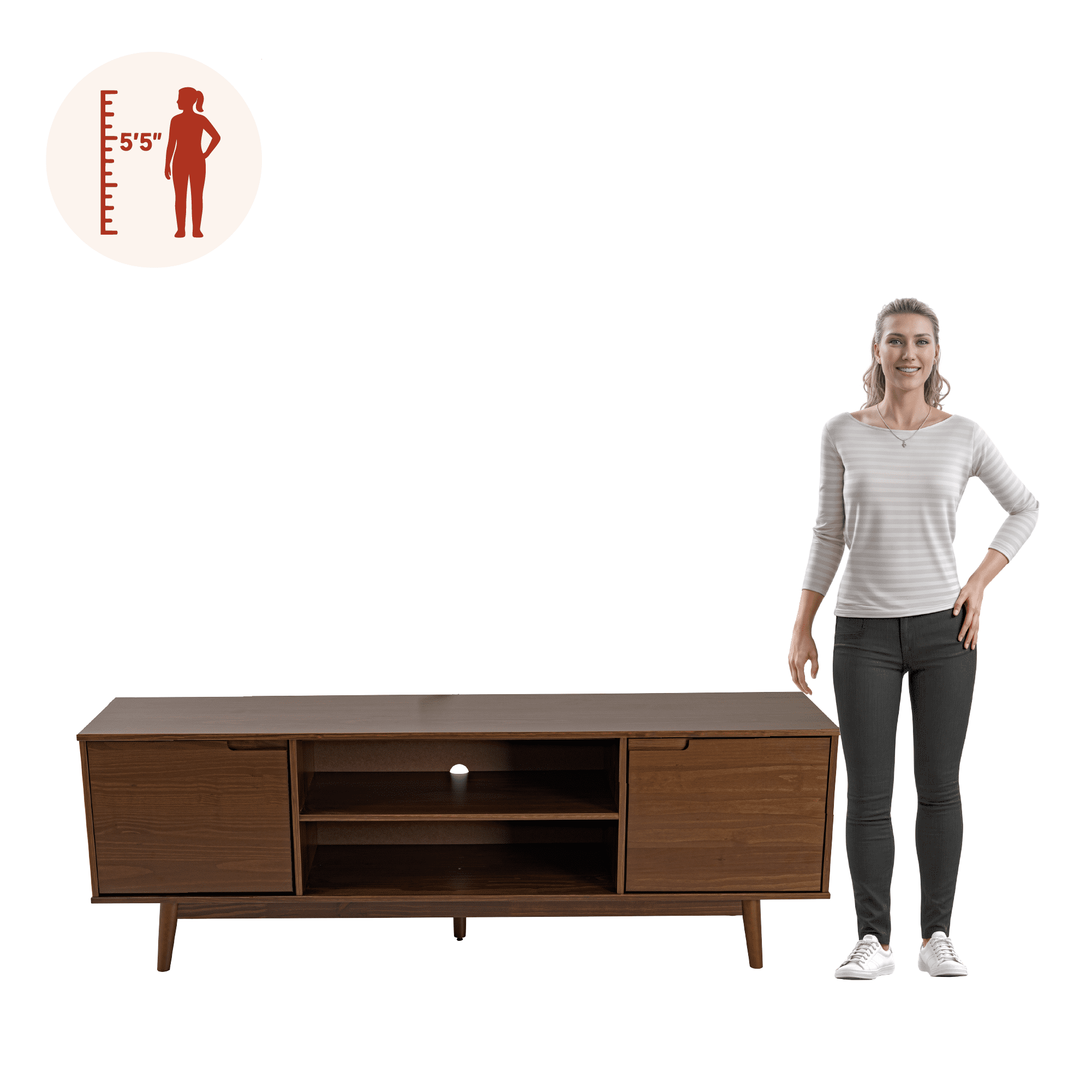 Adair 70 2-Door Solid Wood Tv Stand Walnut - for Adults and Teens
