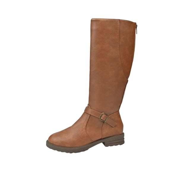 Women's Knee High Boots Round Toe Side Zipper Chunky Low Heel Winter Tall Boots