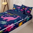thumbnail image 3 of Homewish Colorful Dinosaur Zipper Twin Comforter Sets with Fitted Sheet and 2 Pillowcases,Cartoon Dino Zipper Bedding Set For Boys Kids,Reversible,4-Piece, 3 of 7
