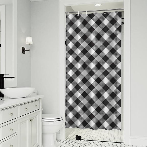 Black White Checkerboard Checkered Pattern Shower Curtain 36"x72" ,Bathroom Decorative Shower Curtains Set with 12 Hooks,Modern Waterproof Washable Shower Curtain