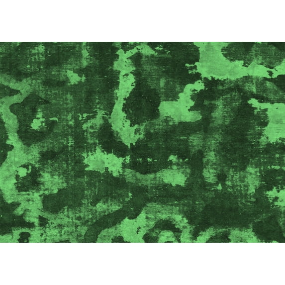 Ahgly Company Indoor Rectangle Abstract Emerald Green Modern Area Rugs, 3' x 5'