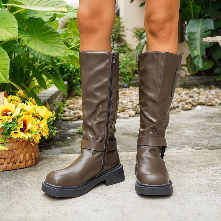 Xfvqtps Knee High Boots for Women Wide Calf Side Zipper Square Toe Xfvqtps Knee High Boots for Women Wide Calf Side Zipper Square Toe