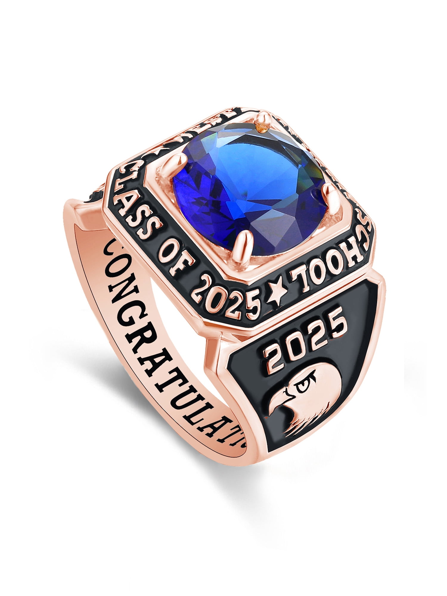 Mementos USA Custom Men's Class Ring Sterling Silver for High School and College-Rose Gold-Achiever