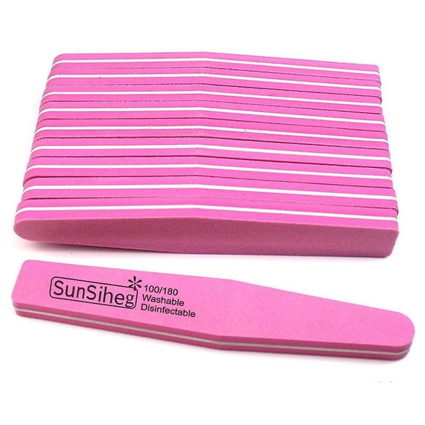 Orange Lima de pulido de uñas, esponja lavable de doble cara, lima de pulido de uñas acrílica 100/180