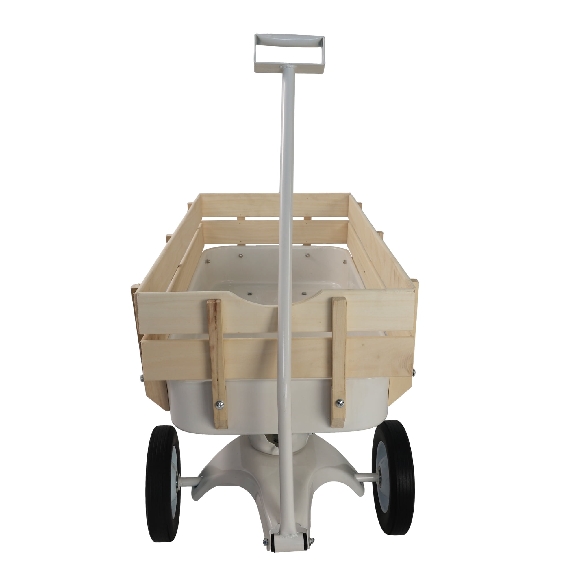 Leumius Outdoor Wagon with Pulling Wood Railing Panels,39" Utility Wagon with 10 Inch Wheels,176LBS Capacity for Beach,Garden,Park,White