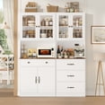 thumbnail image 5 of Homfa 71'' Kitchen Pantry Cabinet with Microwave Shelf & Drawer, 4 Doors Pantry Storage Cabinet with Adjustable Shelves for Dining Room, White, 5 of 7