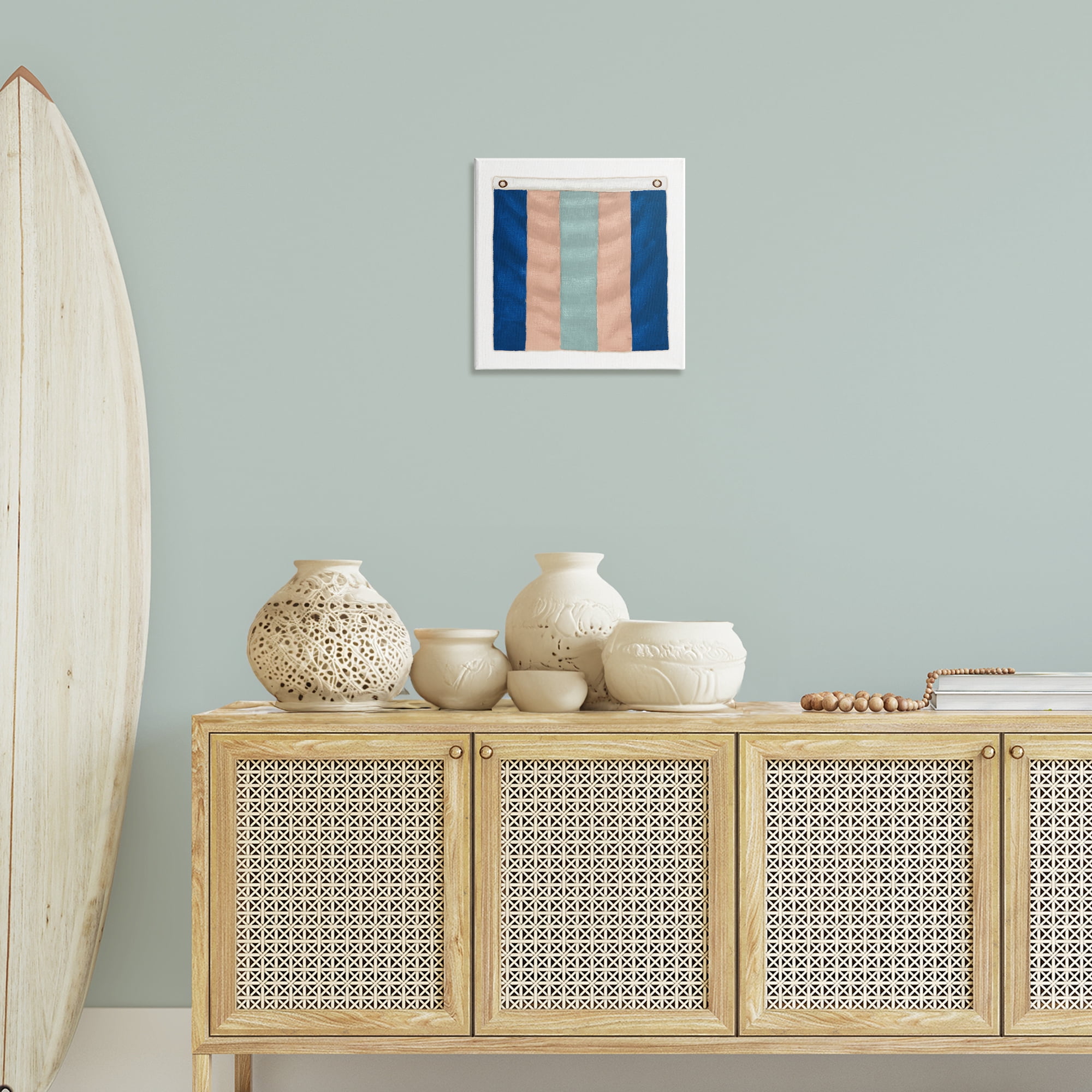Stupell Industries Striped Nautical Flag Nautical & Beach Painting Wrapped Canvas Art Print Wall Art, 17 x 17