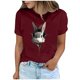 thumbnail image 2 of Tops de Cuello Alto para las Mujeres Amante Impreso Camiseta Cuello Redondo Manga Corta, Poliéster Spandex, 2 of 7