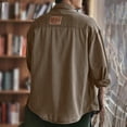 thumbnail image 4 of Men's Retro Work Shirt Jacket, Long Sleeve Button Down Casual Outerwear, Loose Fit Shacket with Pockets, Relaxed Fit Trucker Style Jacket for Men Brown XXL/三点, 4 of 7