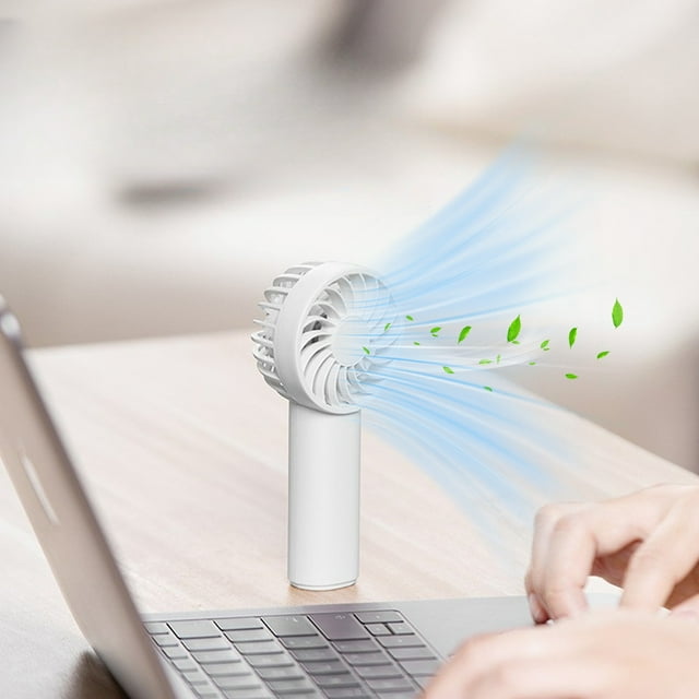 Mini ventilador de mano recargable por USB con velocidad ajustable, potente ventilador personal a batería para viajes, oficina y uso al aire libre para adultos y niños. Aestivo | Blanco |