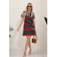 thumbnail image 1 of 2024 Nouvelle Robe d'Été Élégante Mode Décontractée Imprimée Ajustée Manches Courtes Col Rond Midi Robe de Bureau Femmes FJH, 1 of 6
