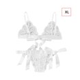 thumbnail image 1 of Conjunto de ropa interior de encaje floral encantador para mujer, regalo de lencería de bragas de malla, blanco, XL Noticed XX000194-16, 1 of 7