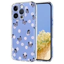 Compatible with iPhone 15 Pro Case Clear with Flower Design, Cute Soft Silicone TPU Floral Aesthetic Women Girls Transparent Protective Shockproof Anti-Scratch Anti-Yellow Phone Cover, C