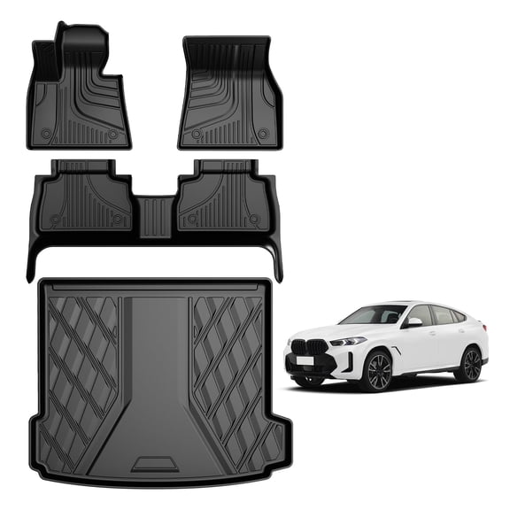 DIKSOAKR Fit for BMW X6 2020-2026 All Weather TPE Floor Mats & Cargo Liners Anti Skid Waterproof Floor Liners Trunk mat Car Protection Accessories