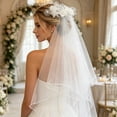 thumbnail image 3 of Elegant White Floral Headpiece For Bridal Wedding Accessories, White, 3 of 8