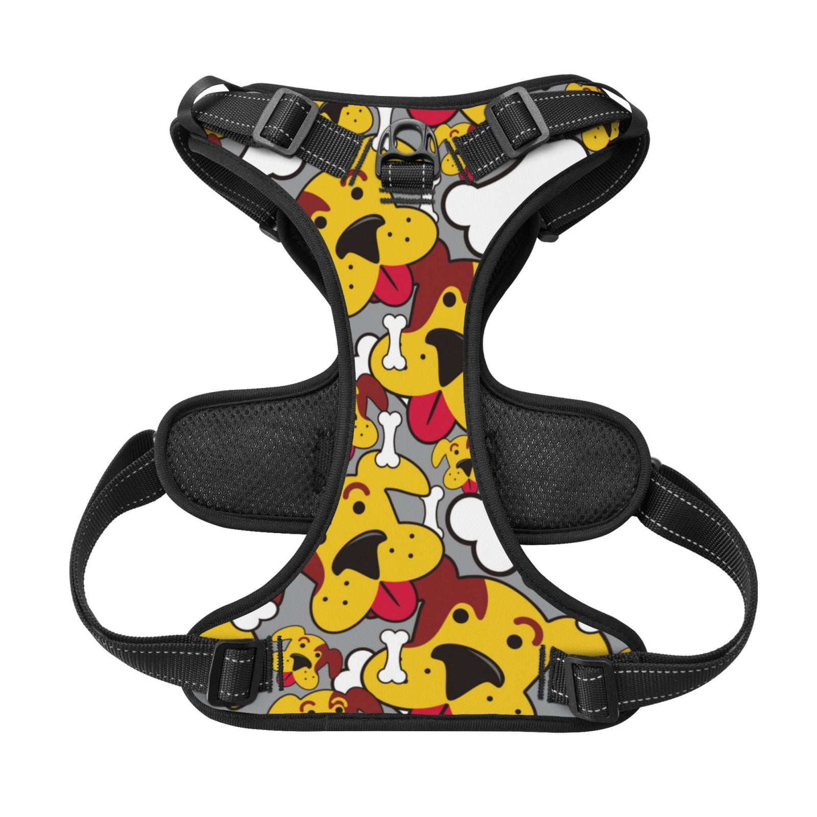 Kdxio Cute Dog Print No Pull Dog Harness Adjustable Reflective Oxford Easy Control Medium Large Dog Harness for Training and Everyday-Small