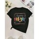 thumbnail image 2 of Vibrant happy Friday letters Print Crew Neck T-shirt, Casual Short Sleeve Top For Summer & Spring, Women's Clothing, 2 of 5