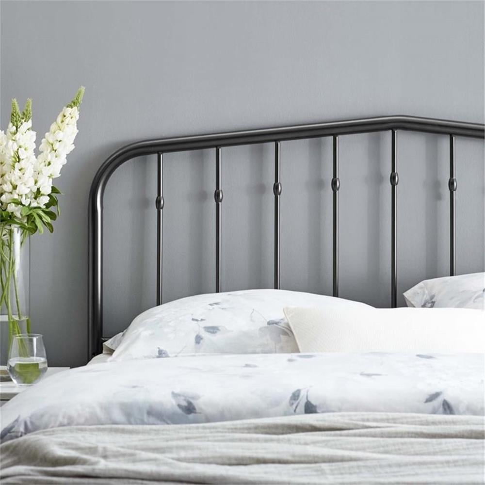 Pemberly Row Contemporary Modern Twin Metal Spindle Headboard in Black
