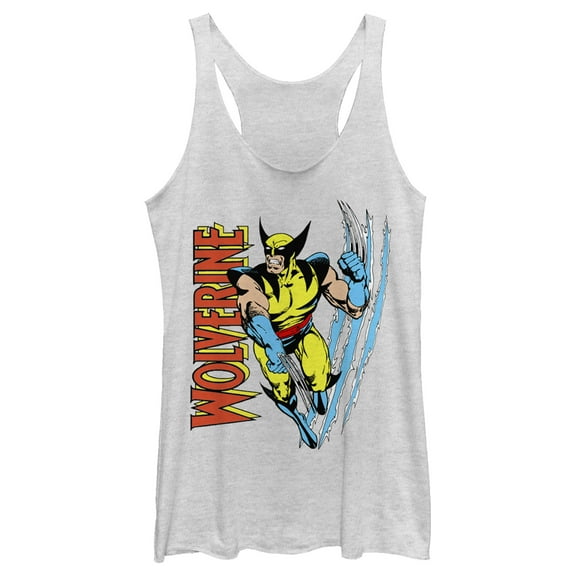 Women's Marvel X-Men Wolverine Slash Racerback Tank Top White Heather 2X Large