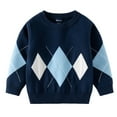 thumbnail image 1 of MIASHUI Pull pour Enfants Garçons Filles Hiver à Carreaux Manches Longues Tricoté Chaud, Marine, 2-3 Ans, 1 of 4