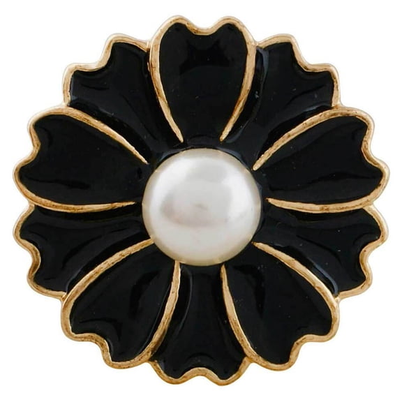 Pearl Flower Gold Trim Snap Jewelry Ginger Charm Button, For Interchangeable DIY Customizable Accessories
