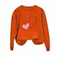 thumbnail image 5 of Tdoqot Womens Valentines Shirts- Long Sleeve Heart Print Cute Casual Pullover Sweatshirt Tops Orange Size L, 5 of 5