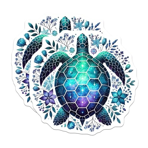(2 Pack) Turtle Mandala Magnets - Ocean Life - Sea Turtle Art - Colorful Turtle Magnet - 5" On Longest Side - for Cars, Fridges, Toolboxes - Made in USA - MAG4496