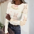 thumbnail image 5 of Long Sleeve Shirts for Women Crewneck Basic T-Shirts Casual Camouflage Slim Fit Stretch Women's Tops, 5 of 6